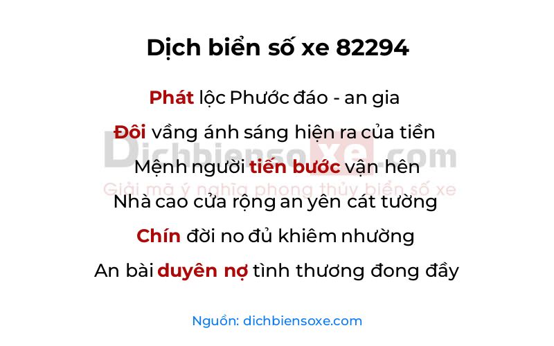 Dịch thơ biển số 82294