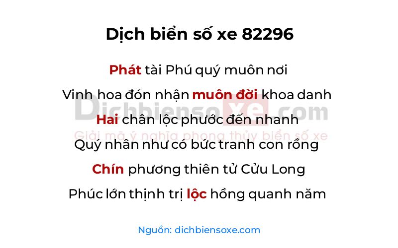 Dịch thơ biển số 82296