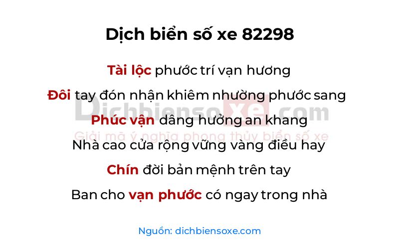 Dịch thơ biển số 82298