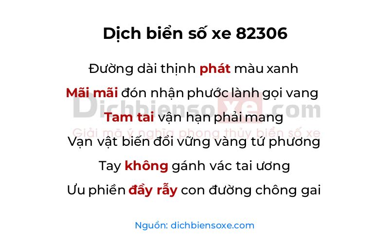 Dịch thơ biển số 82306