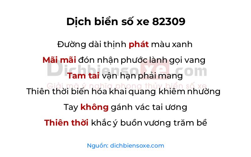 Dịch thơ biển số 82309