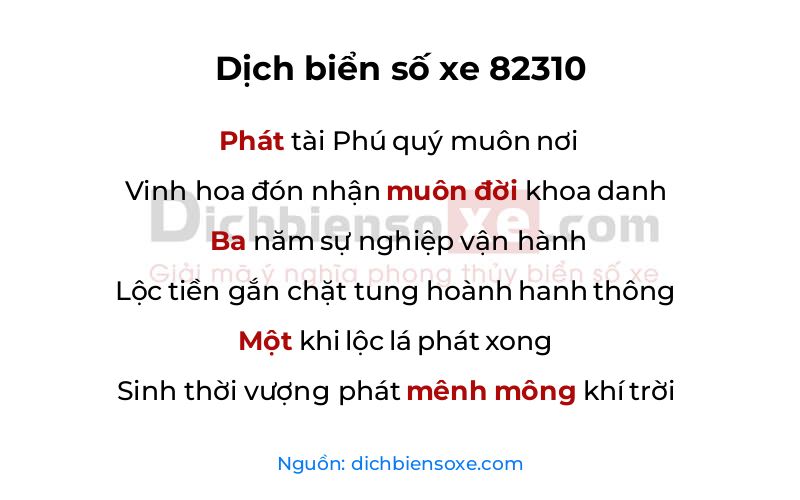 Dịch thơ biển số 82310