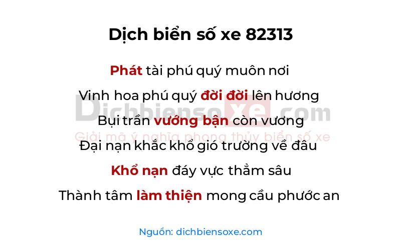 Dịch thơ biển số 82313