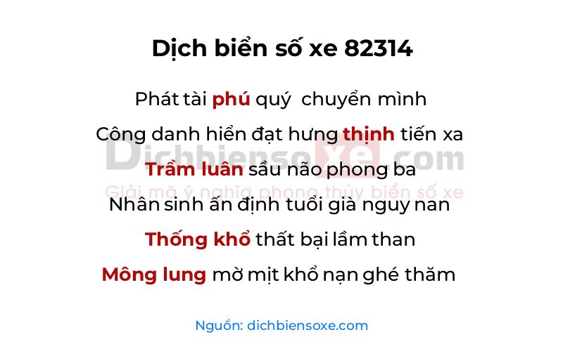 Dịch thơ biển số 82314
