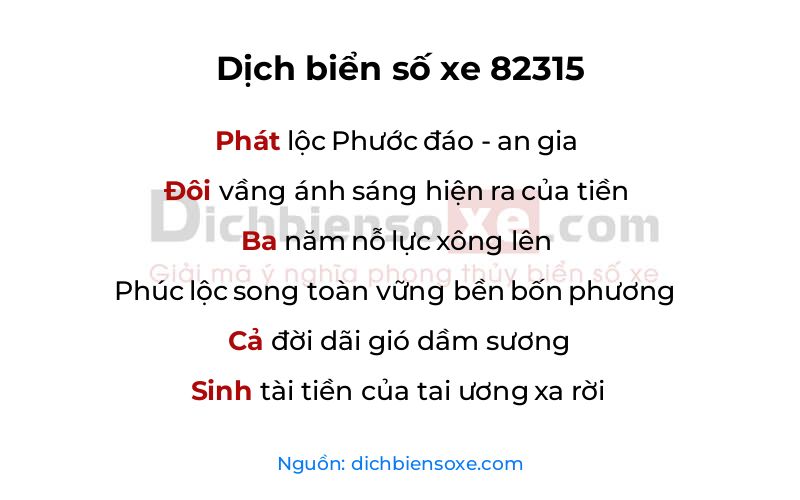 Dịch thơ biển số 82315