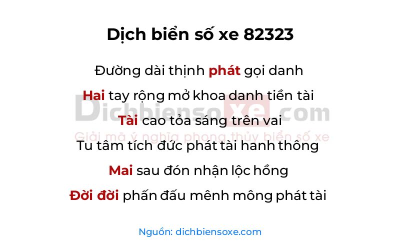 Dịch thơ biển số 82323