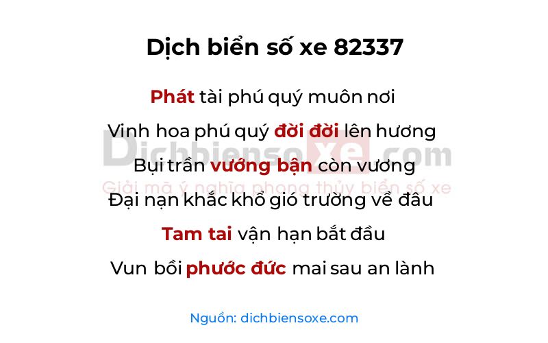 Dịch thơ biển số 82337