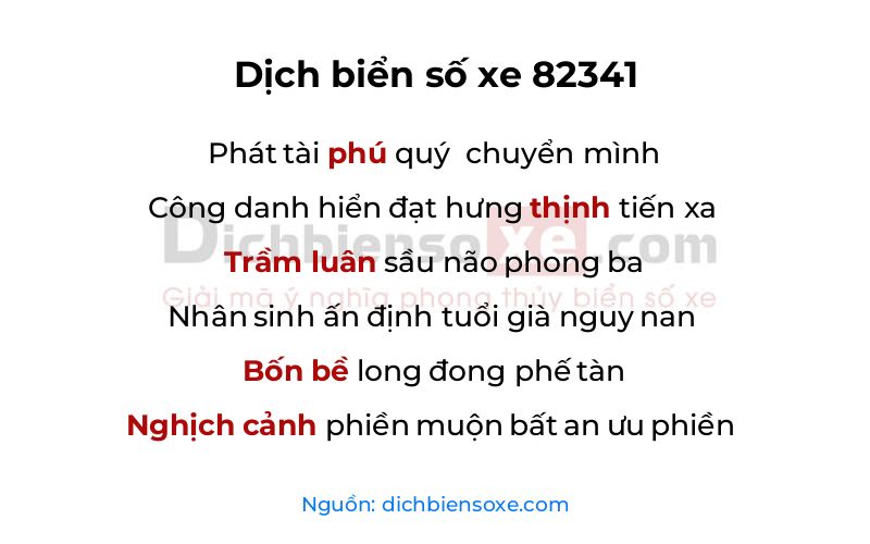 Dịch thơ biển số 82341