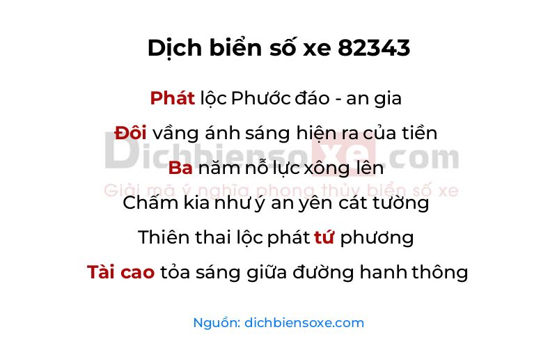 Dịch thơ biển số 82343