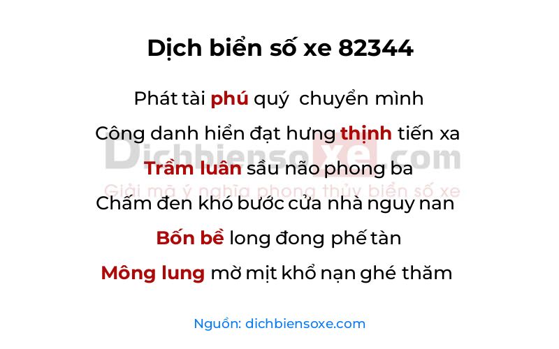Dịch thơ biển số 82344