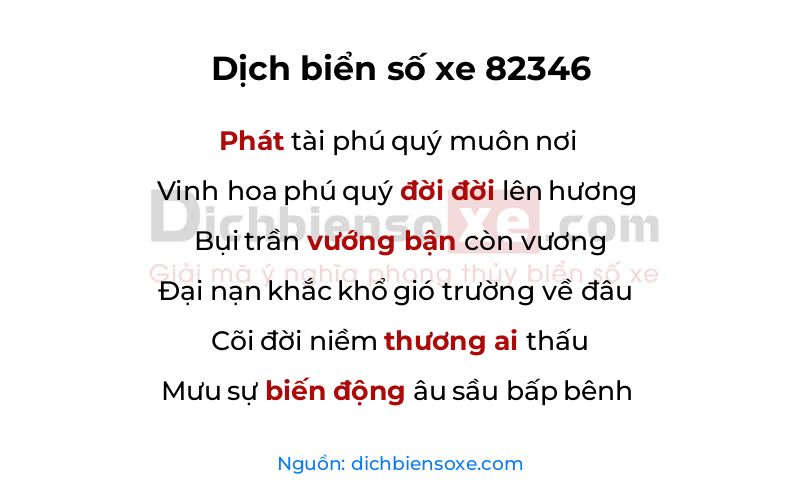 Dịch thơ biển số 82346