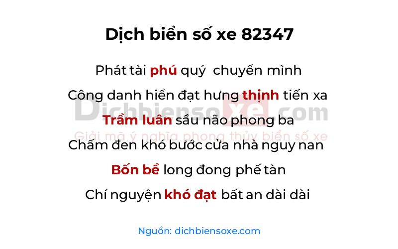 Dịch thơ biển số 82347