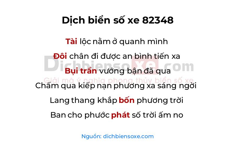 Dịch thơ biển số 82348