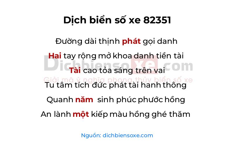 Dịch thơ biển số 82351