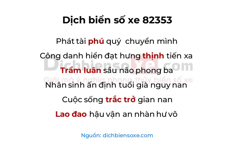 Dịch thơ biển số 82353