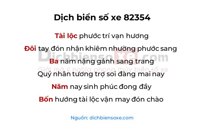 Dịch thơ biển số 82354