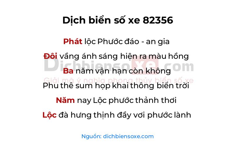 Dịch thơ biển số 82356