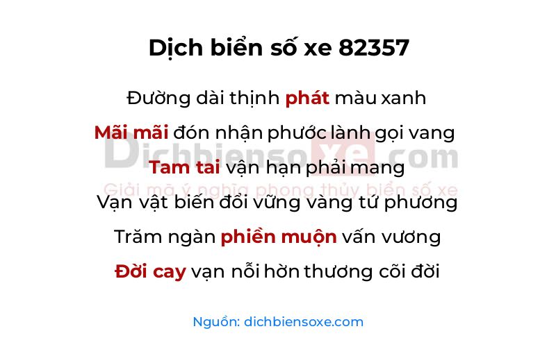 Dịch thơ biển số 82357