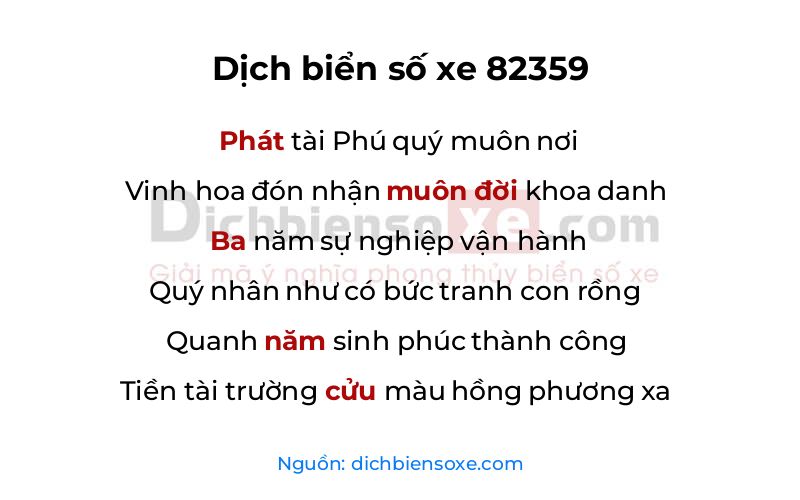 Dịch thơ biển số 82359