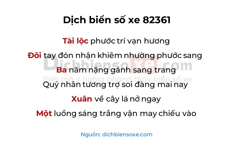 Dịch thơ biển số 82361