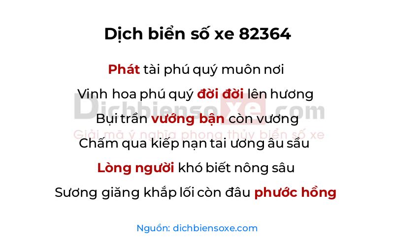 Dịch thơ biển số 82364