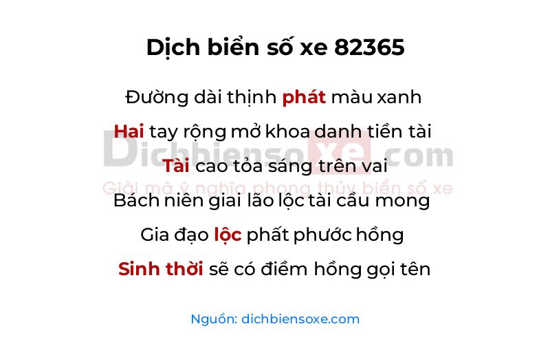 Dịch thơ biển số 82365