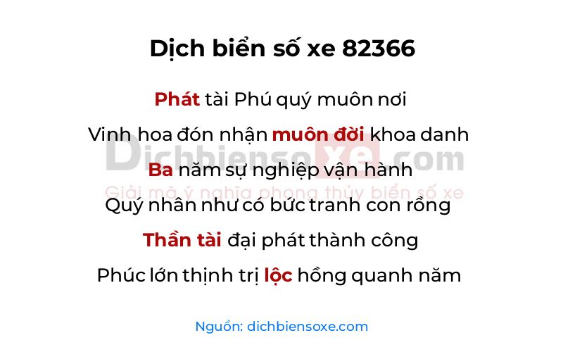 Dịch thơ biển số 82366