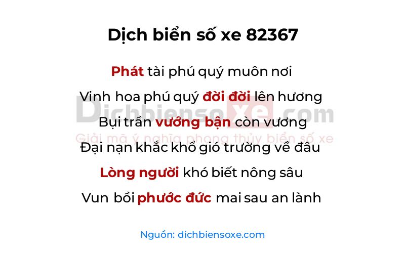 Dịch thơ biển số 82367