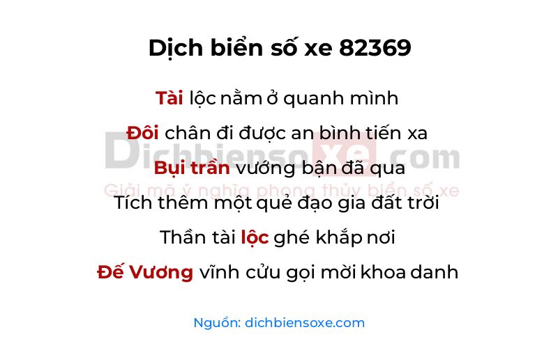 Dịch thơ biển số 82369