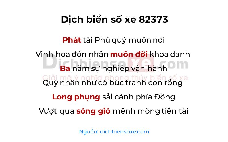 Dịch thơ biển số 82373