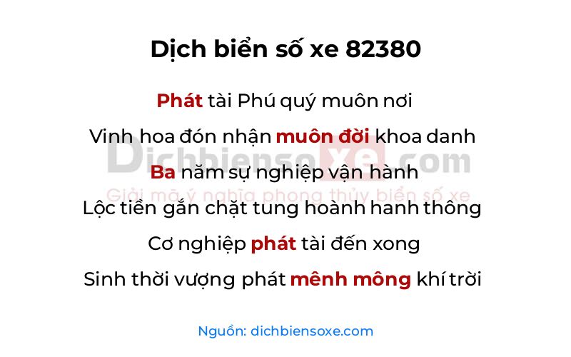 Dịch thơ biển số 82380