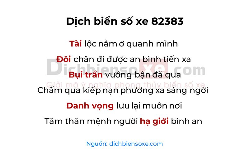 Dịch thơ biển số 82383