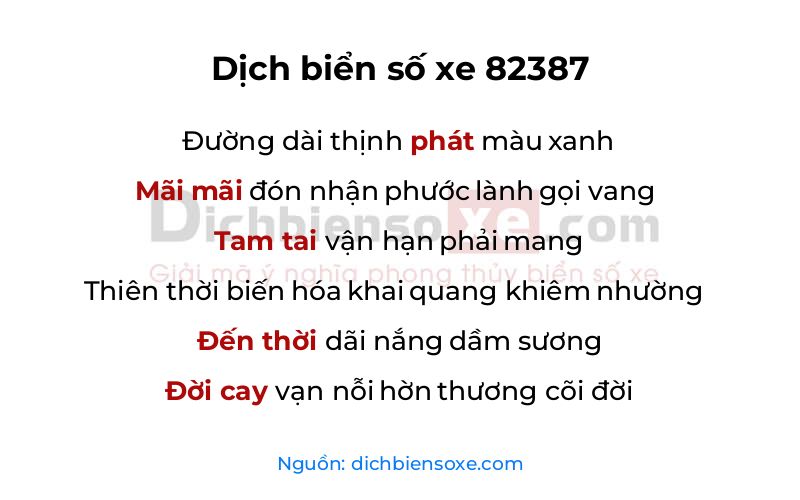Dịch thơ biển số 82387