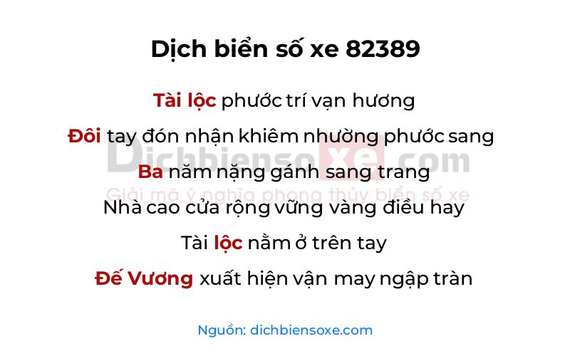 Dịch thơ biển số 82389