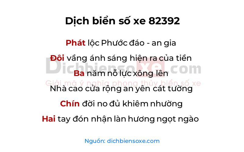Dịch thơ biển số 82392