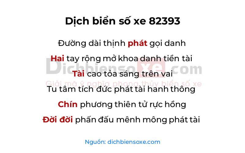 Dịch thơ biển số 82393