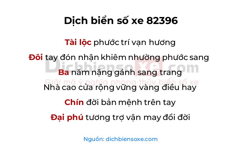 Dịch thơ biển số 82396