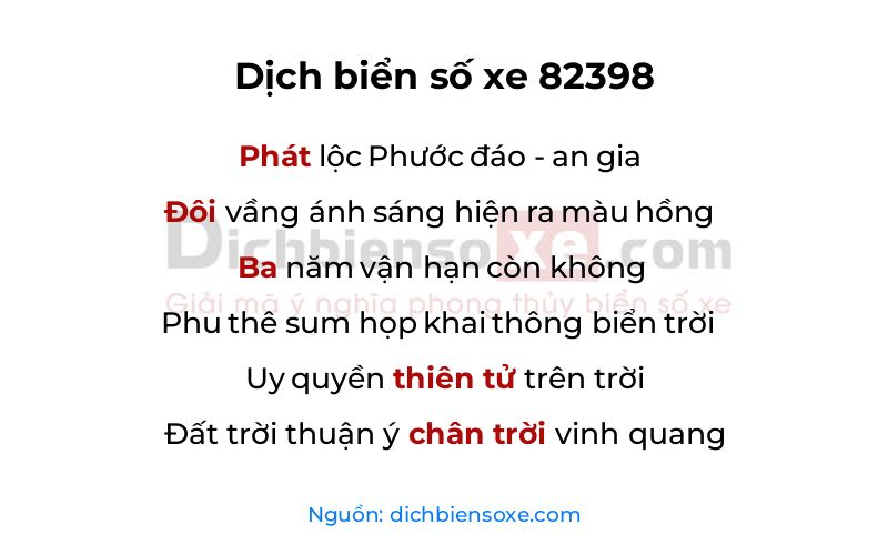 Dịch thơ biển số 82398