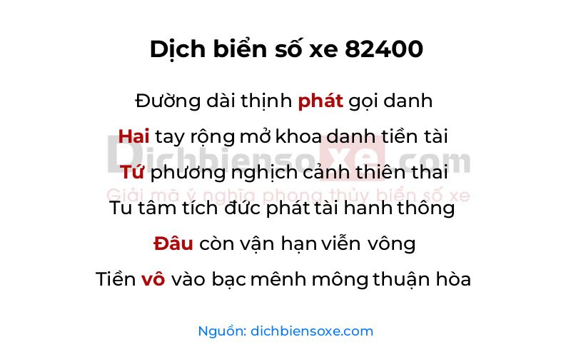 Dịch thơ biển số 82400