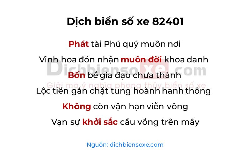 Dịch thơ biển số 82401