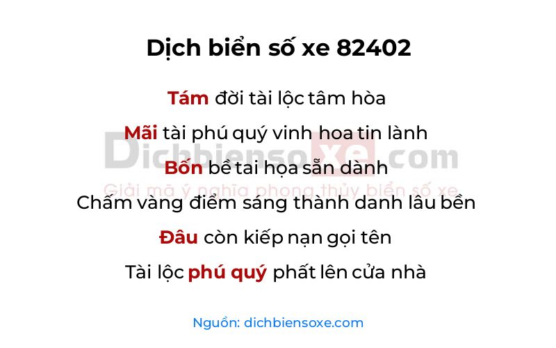 Dịch thơ biển số 82402