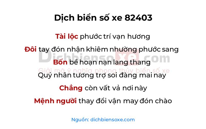 Dịch thơ biển số 82403