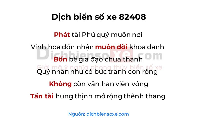Dịch thơ biển số 82408