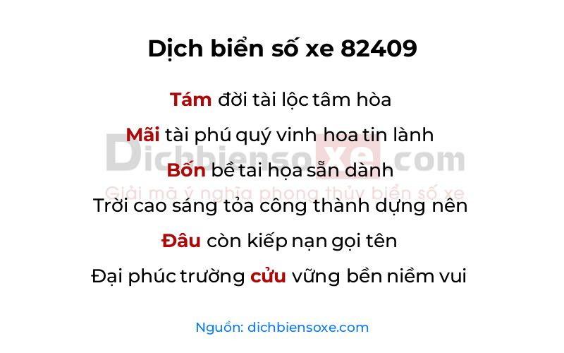 Dịch thơ biển số 82409