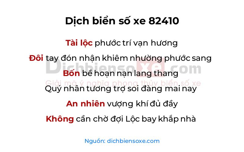 Dịch thơ biển số 82410