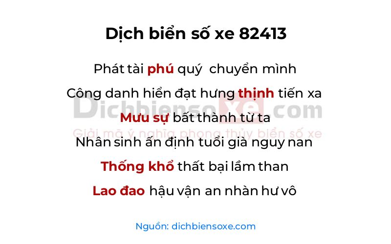 Dịch thơ biển số 82413