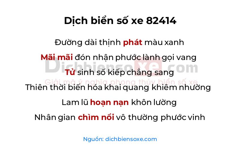 Dịch thơ biển số 82414