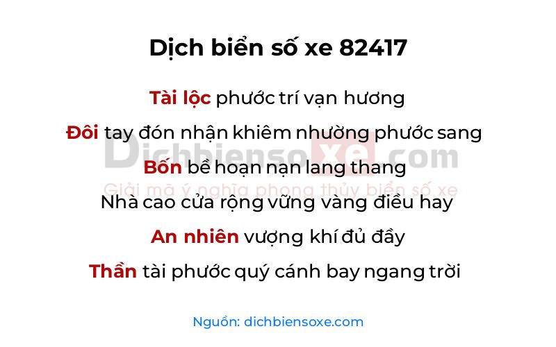 Dịch thơ biển số 82417