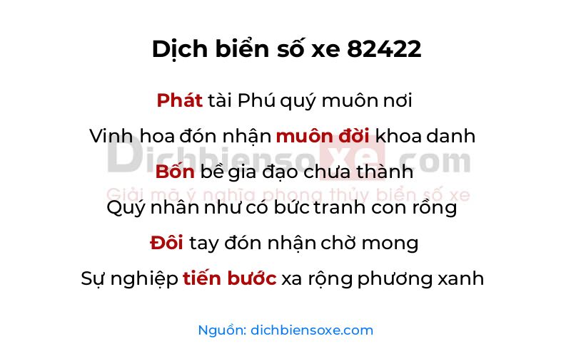Dịch thơ biển số 82422
