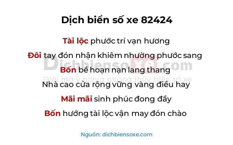 Dịch thơ biển số 82424